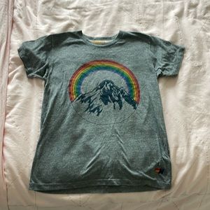 Aviator Nation kids size 14 t-shirt, gray, Chasing Rainbows on back -gently used